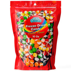 Primary Colors Candy freeze-dried candy bag close-up highlights intense crunch and bold flavors.