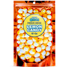 Primary Colors Candy Freeze Dried Lemon Heads 10oz pack shot highlights crunchy citrus delight