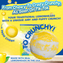 Primary Colors Candy Freeze Dried Lemon Heads texture closeup shows airy crunch and tart flavor
