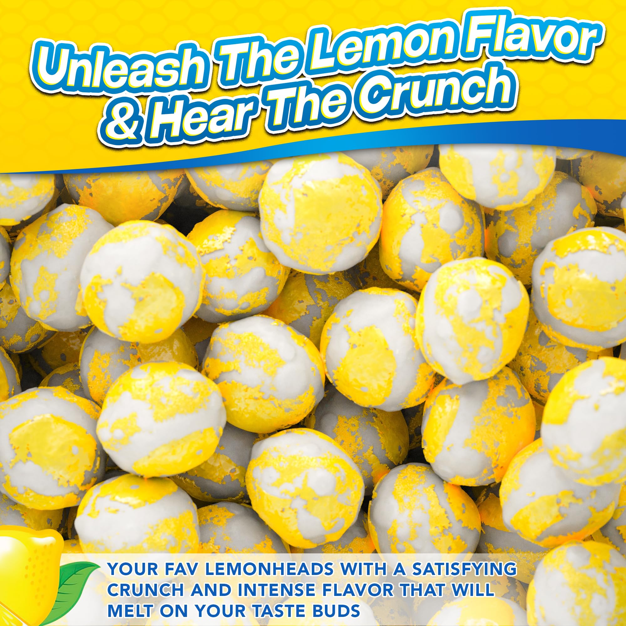 Primary Colors Candy Freeze Dried Lemon Heads front sealed 10oz bag