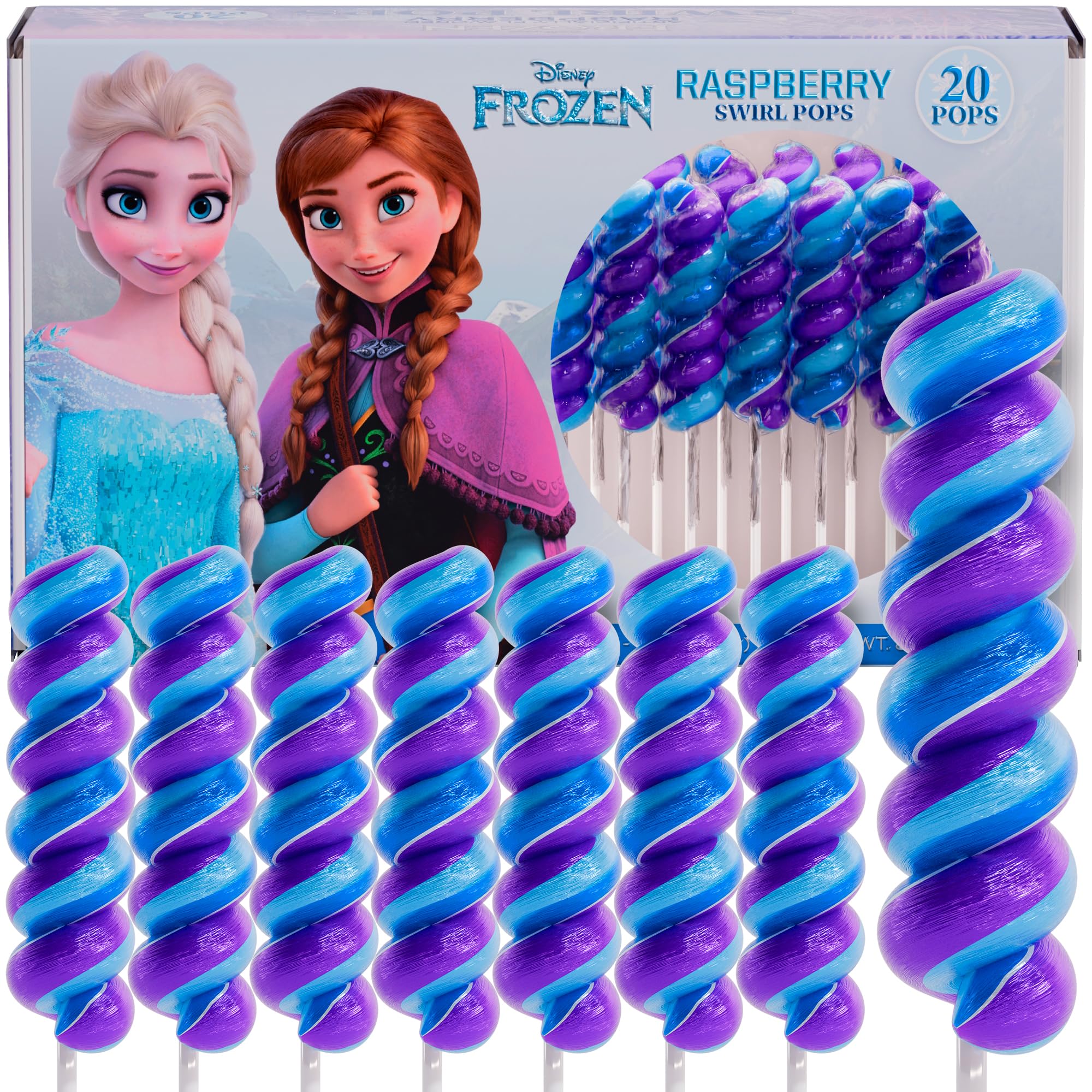 Primary Colors Candy frozen lollipops swirl 20pk in festive wrappers