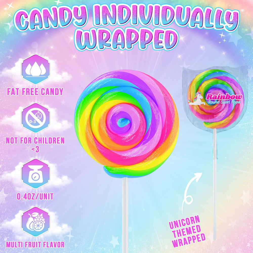 Individually wrapped unicorn lollipops stay fresh and convenient for events