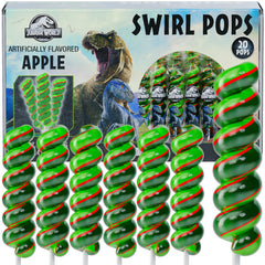 Primary Colors Candy Jurassic World lollipops swirl 20pk, a standout party treat with fruity flavor.