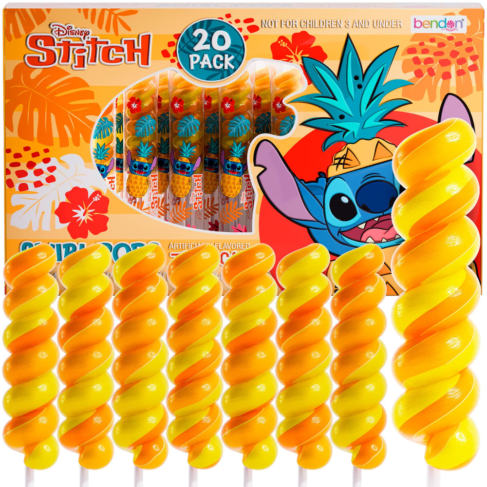 Stitch Swirl Lollipops by Primary Colors Candy in tropical designs for party décor.