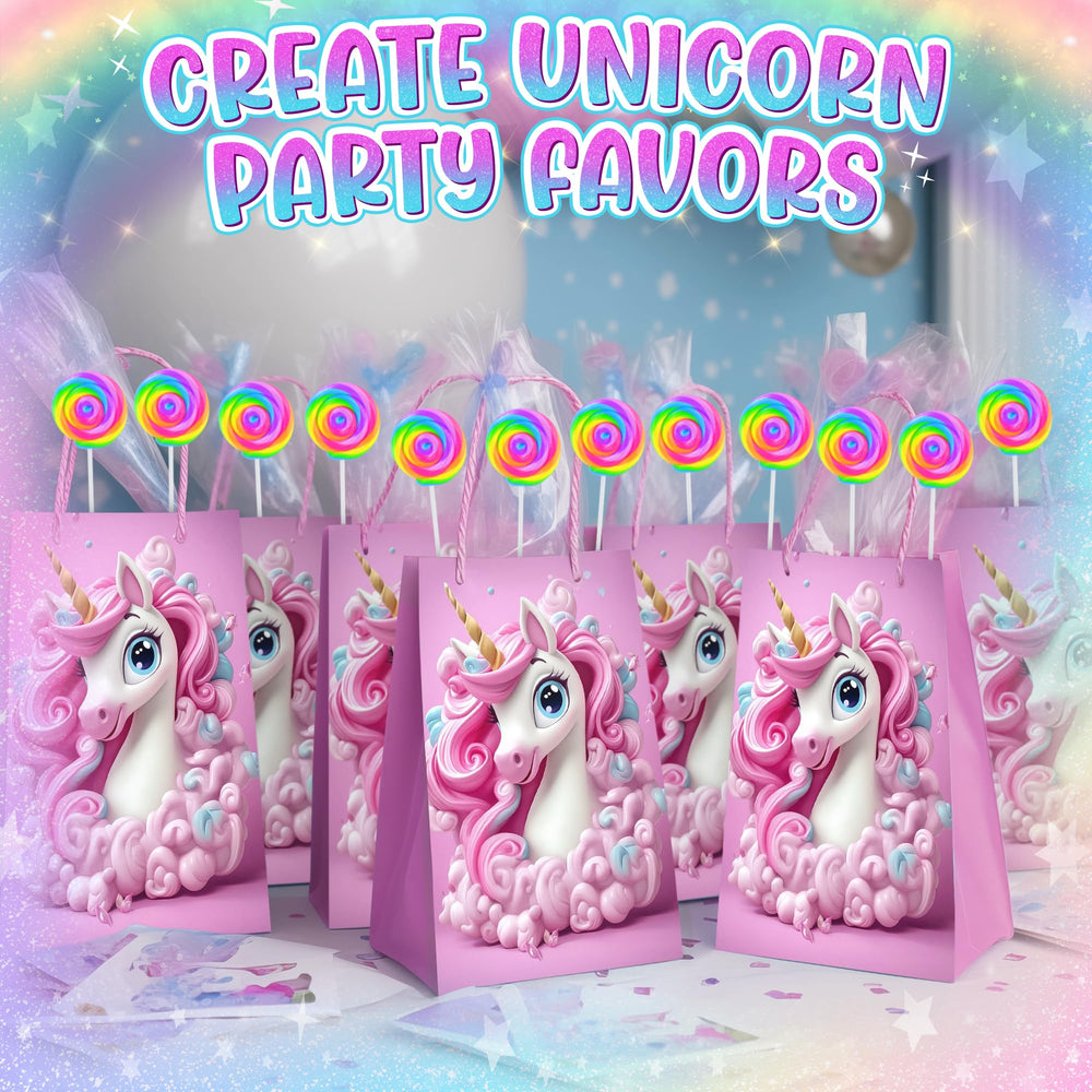 Primary Colors Candy unicorn lollipops twist wrapper highlighting fun twist design