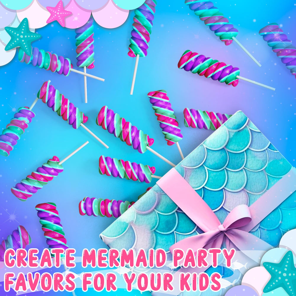 Primary Colors Mermaid Lollipops individually wrapped for easy goodie bags