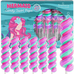 Primary Colors Mermaid Lollipops swirl pack 20, great for mermaid party favors