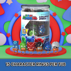Primary Colors PJ Masks lollipop rings featuring Gekko for kids parties