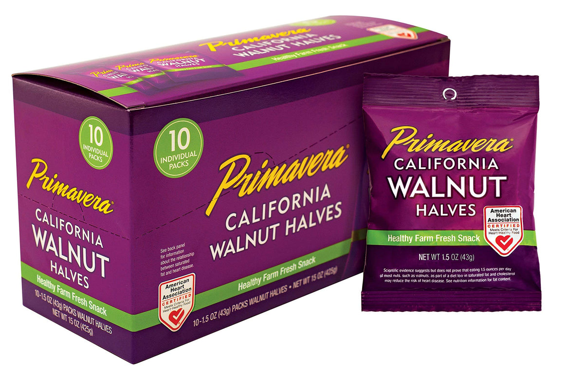 Primavera walnut snack pack box for grab-and-go healthy snacking