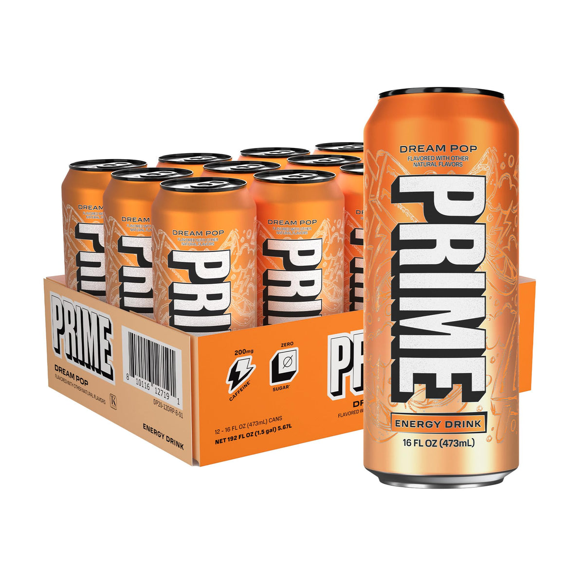 Prime Energy DREAMPOP can front view highlighting zero sugar and bold flavor