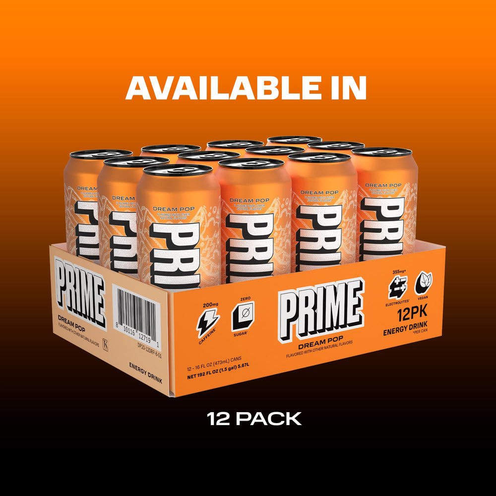 Prime Energy DREAMPOP liquid splash suggesting bold, flavorful experience