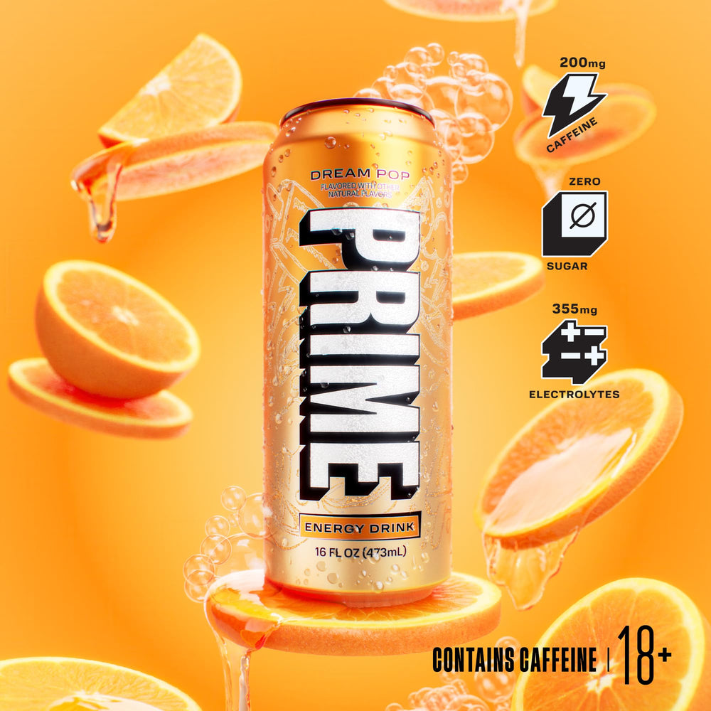 Prime Energy DREAMPOP pour into glass displaying vibrant color and refreshing aroma