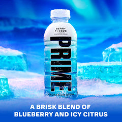 PRIME Hydration Berry Freeze glass showing bold flavor and caffeine-free hydration.