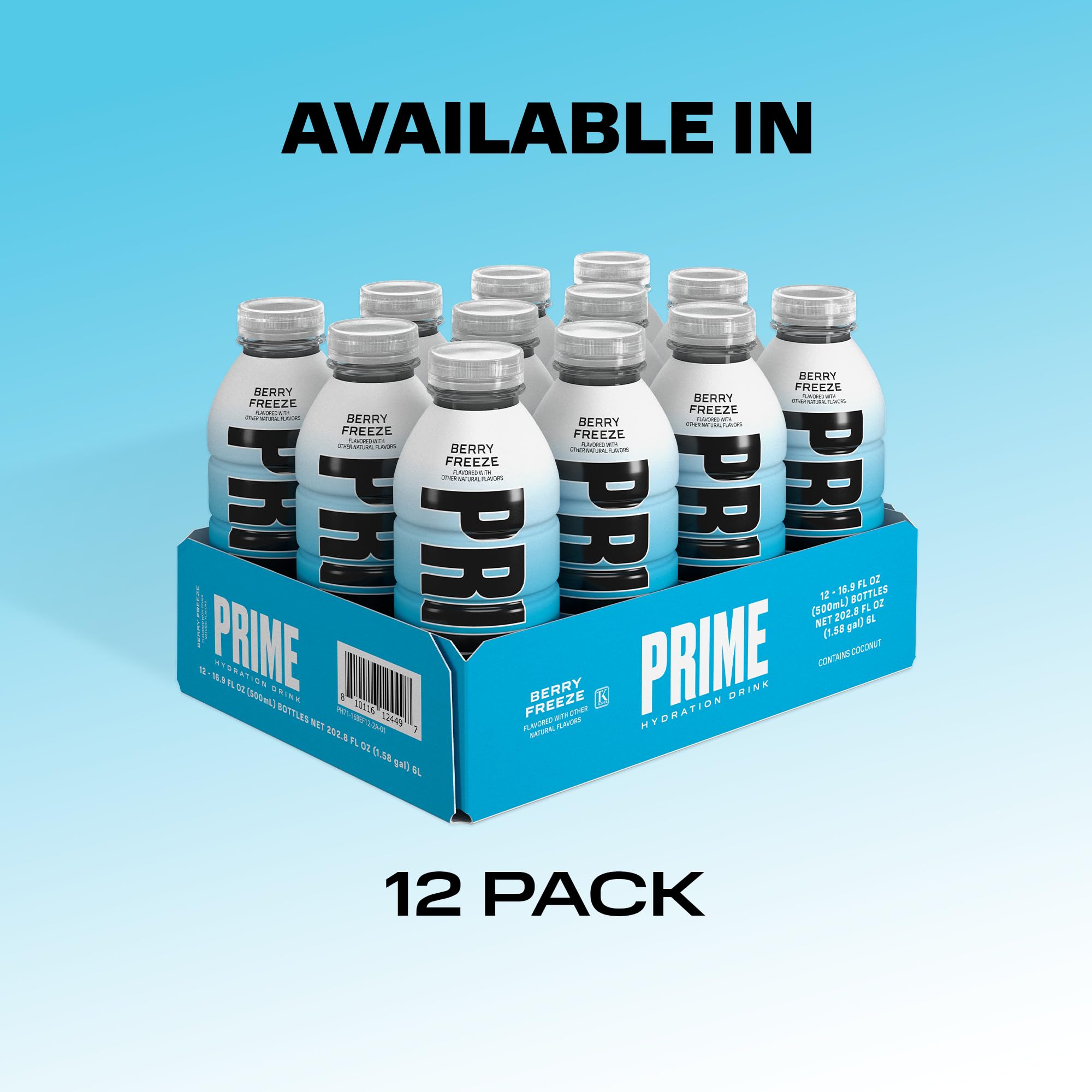 PRIME Hydration Berry Freeze multi-pack shot for convenient refreshment.