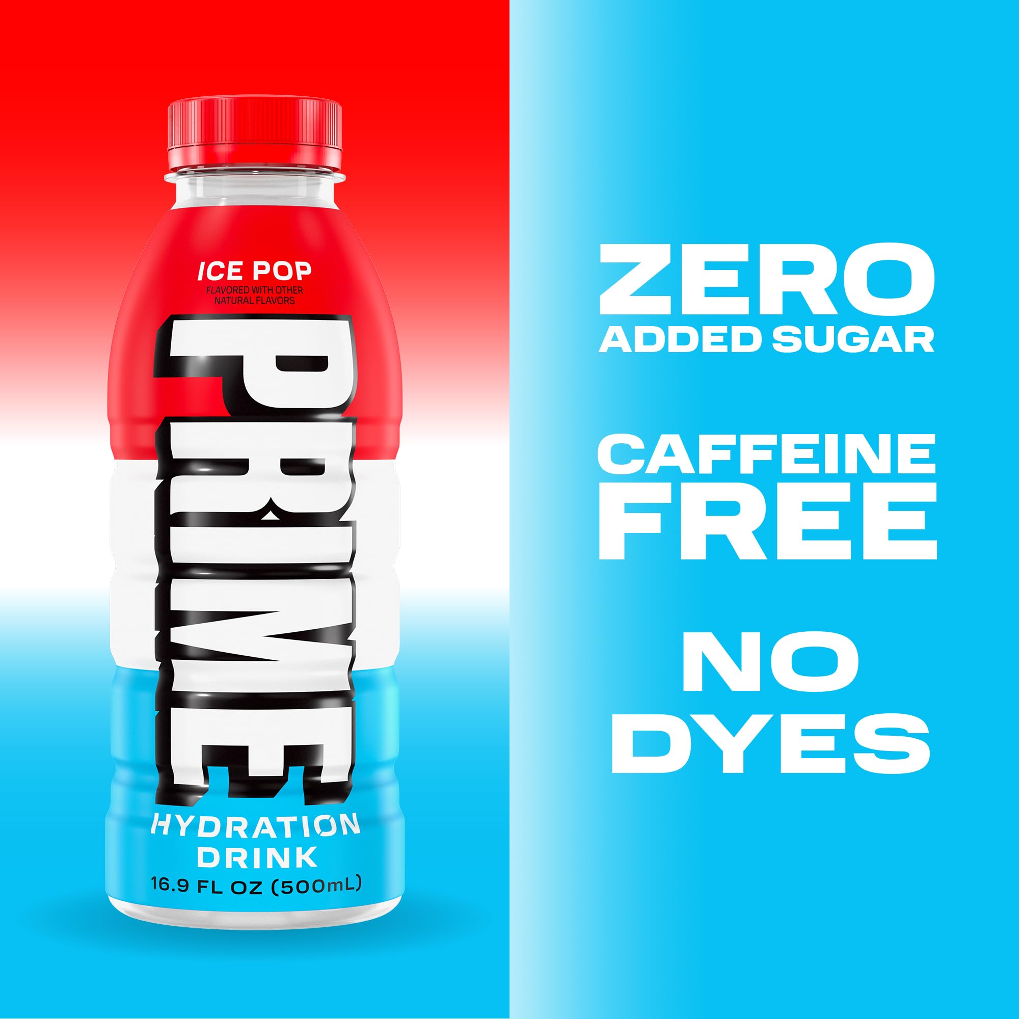 PRIME Hydration Ice Pop flavor swatches promote bold taste options.
