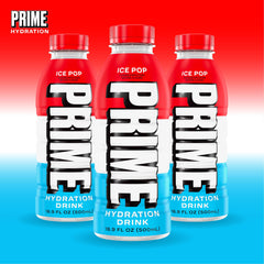 PRIME Hydration Ice Pop liquid splash captures refreshing flavor under 20 calories.