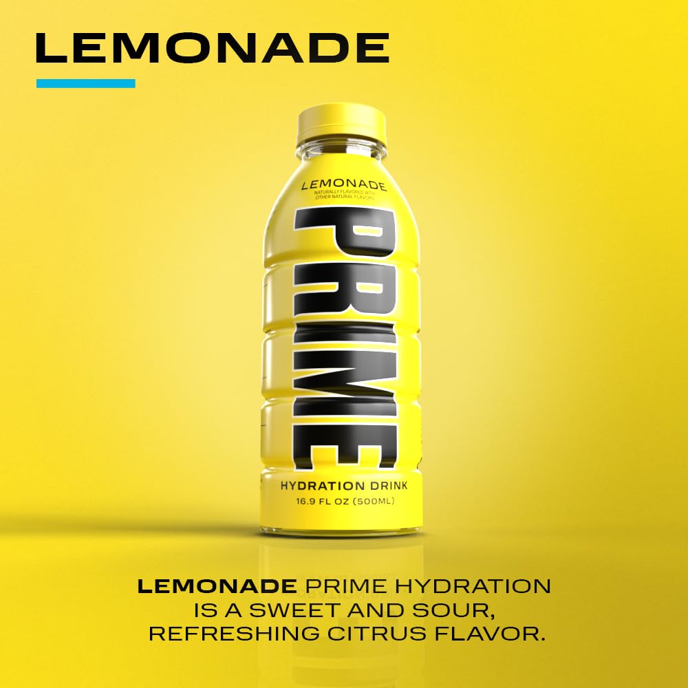 12-pack PRIME Hydration Lemonade display for easy hydration on the go.