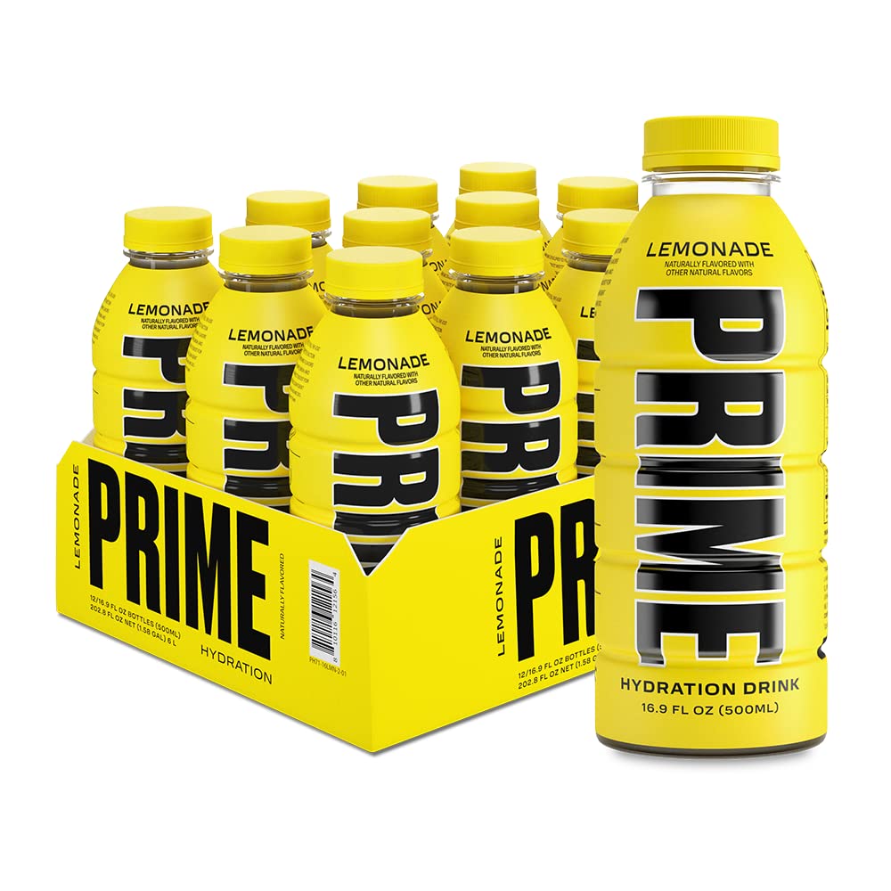 PRIME Hydration Lemonade bottle ready for workout hydration with electrolytes.