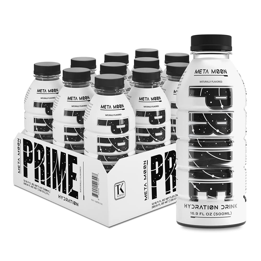Prime Hydration META MOON bottle front showing electrolyte blend for active days.