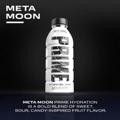 Prime Hydration META MOON bottle in gym setting for post-workout refreshment.