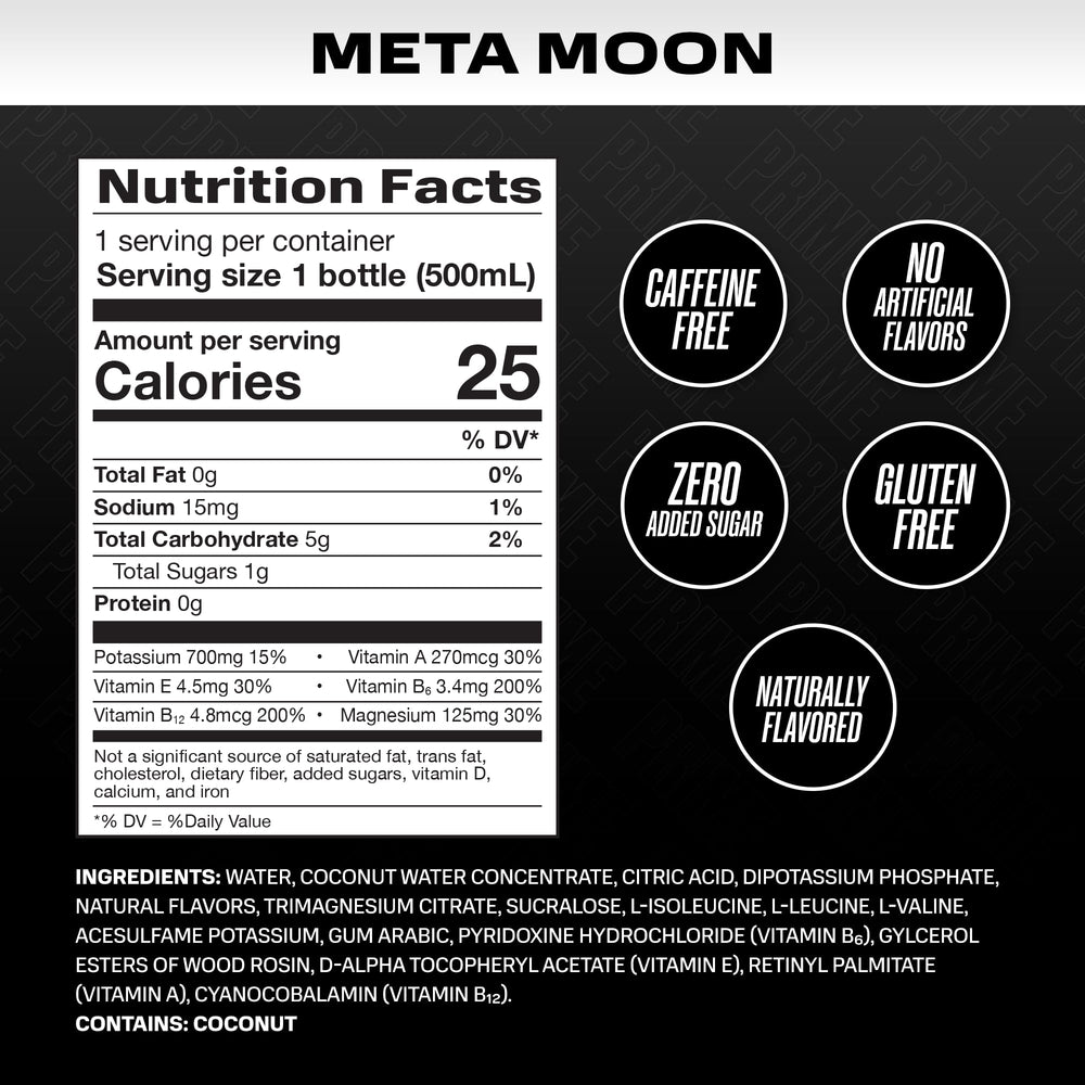 Prime Hydration META MOON being poured for quick on-the-go hydration.