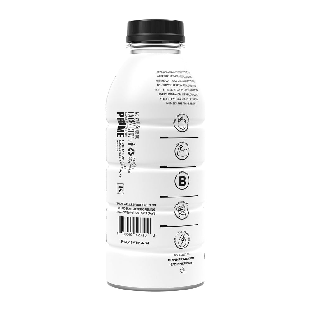 Prime Hydration META MOON bottle beside workout gear for daily hydration.
