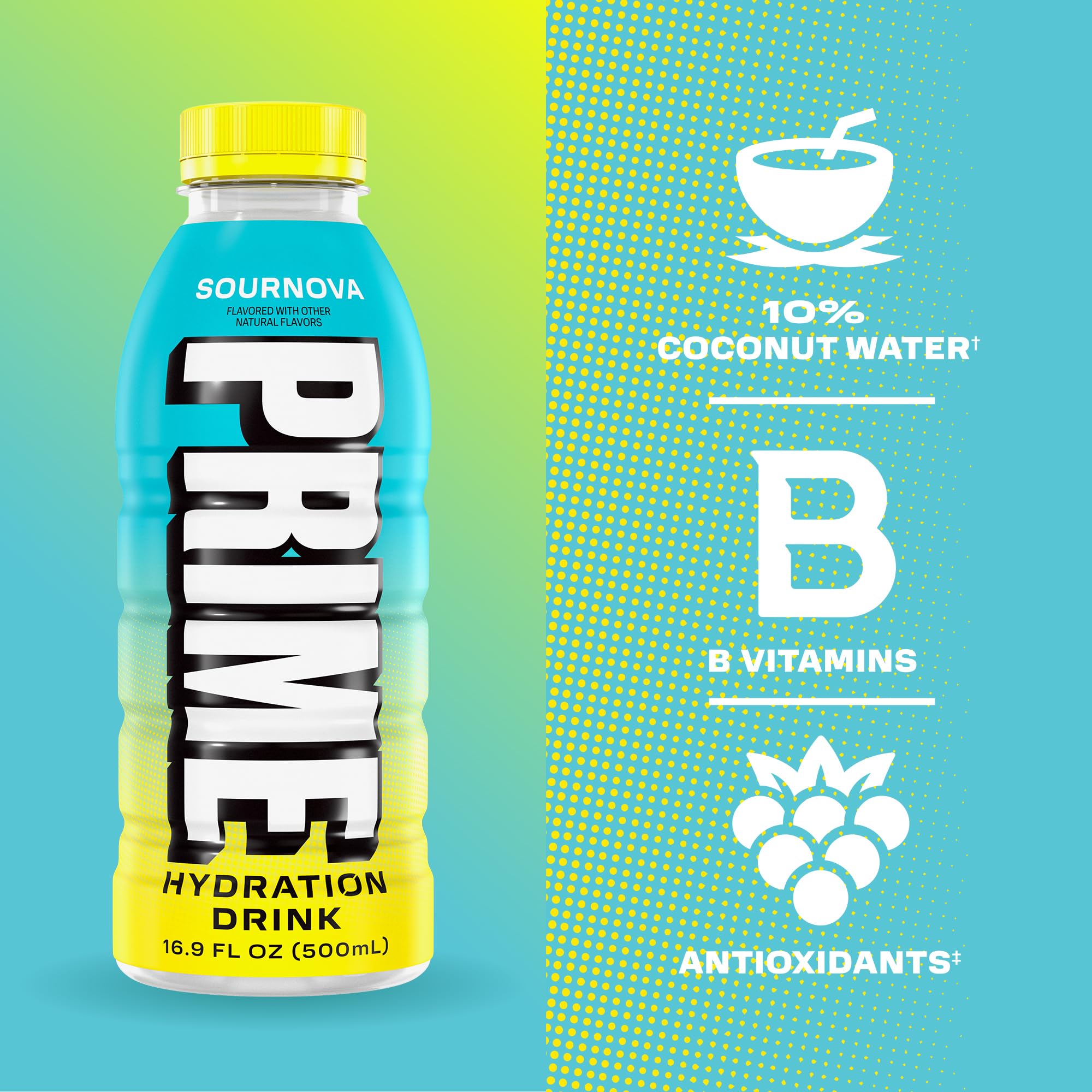 PRIME Hydration Sour Nova glass being poured with a tart, refreshing profile