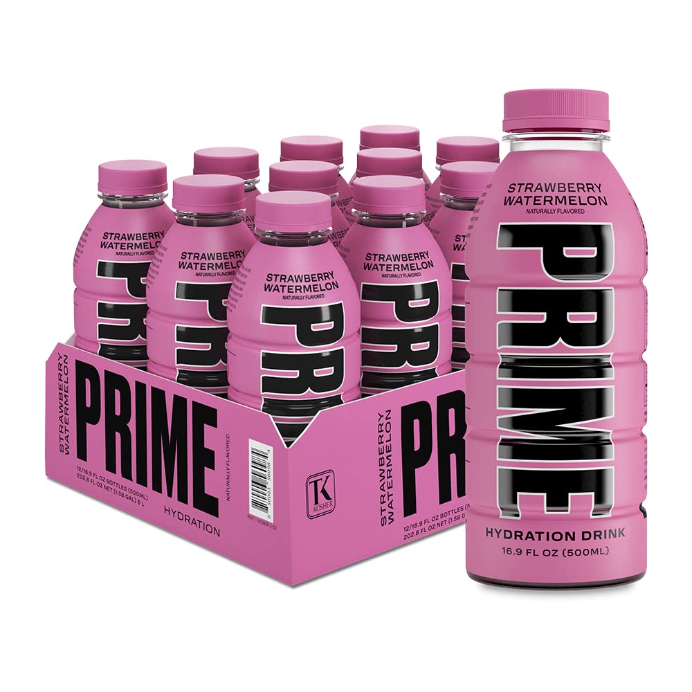 PRIME Hydration Strawberry Watermelon bottle showing refreshing flavor for workouts