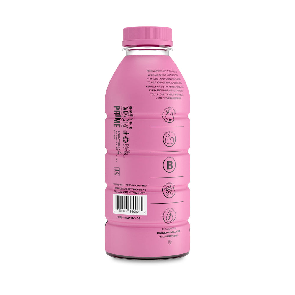 PRIME Hydration Strawberry Watermelon with glass ready for refuel