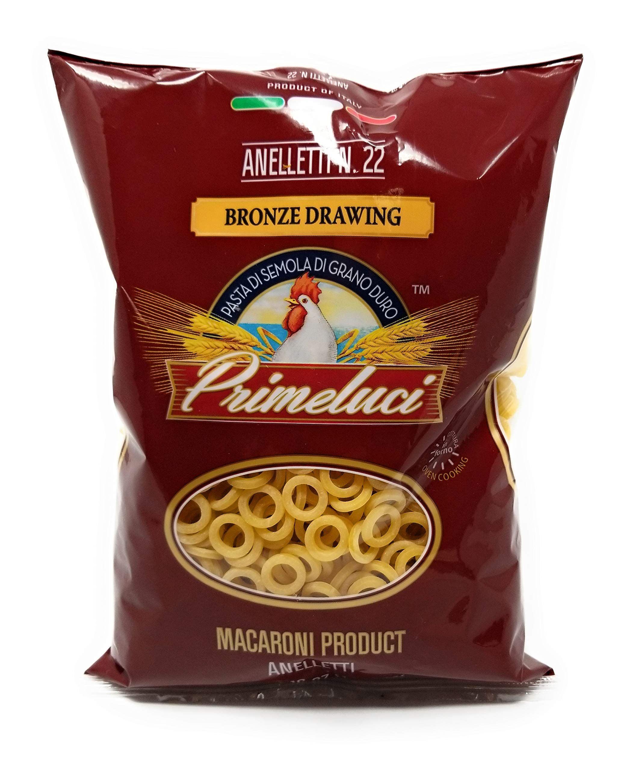 Primeluci Anelletti pasta pack with four 1 lb bags, convenient for meals