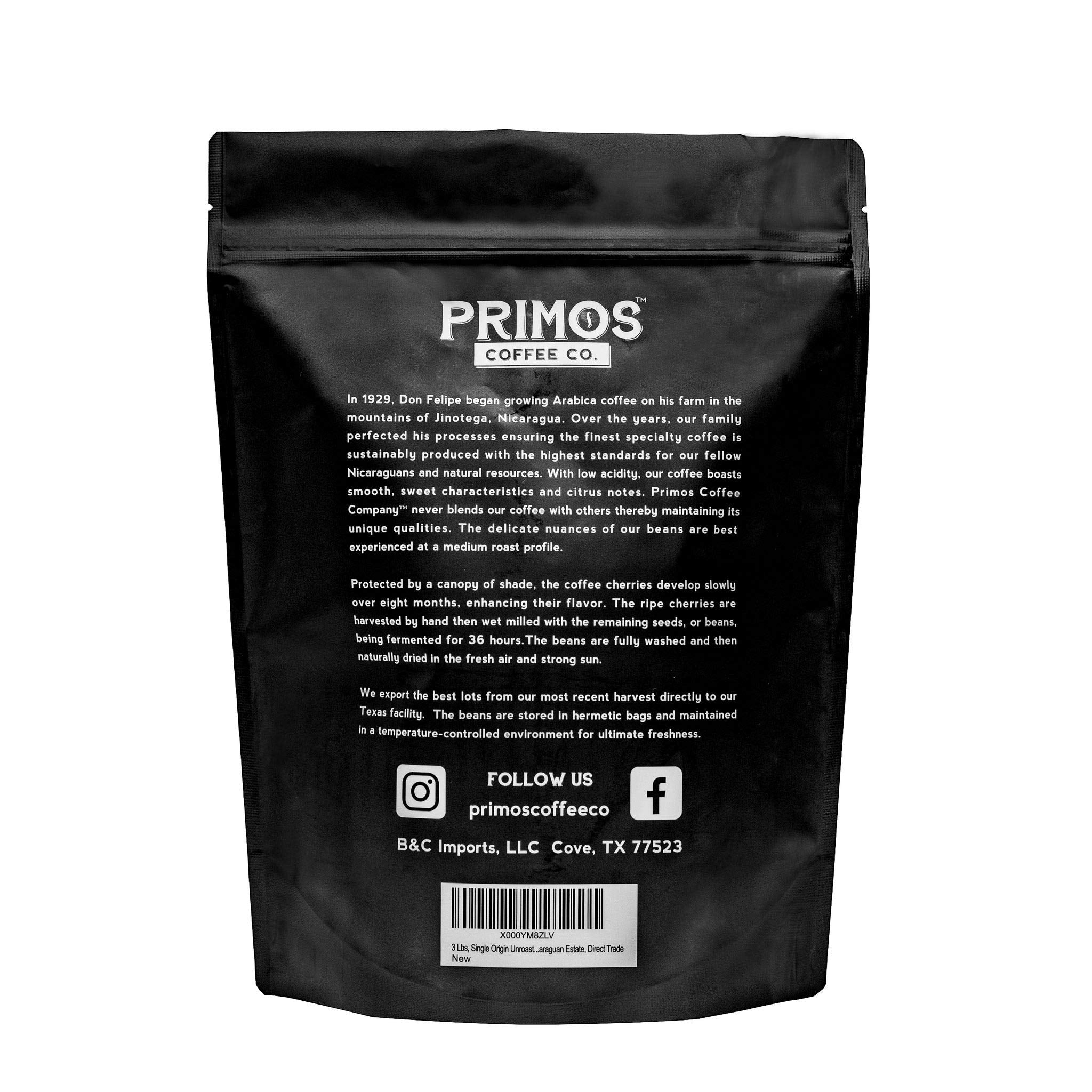 Primos Coffee Co Caturra varietal detail highlights sweet and citrus notes