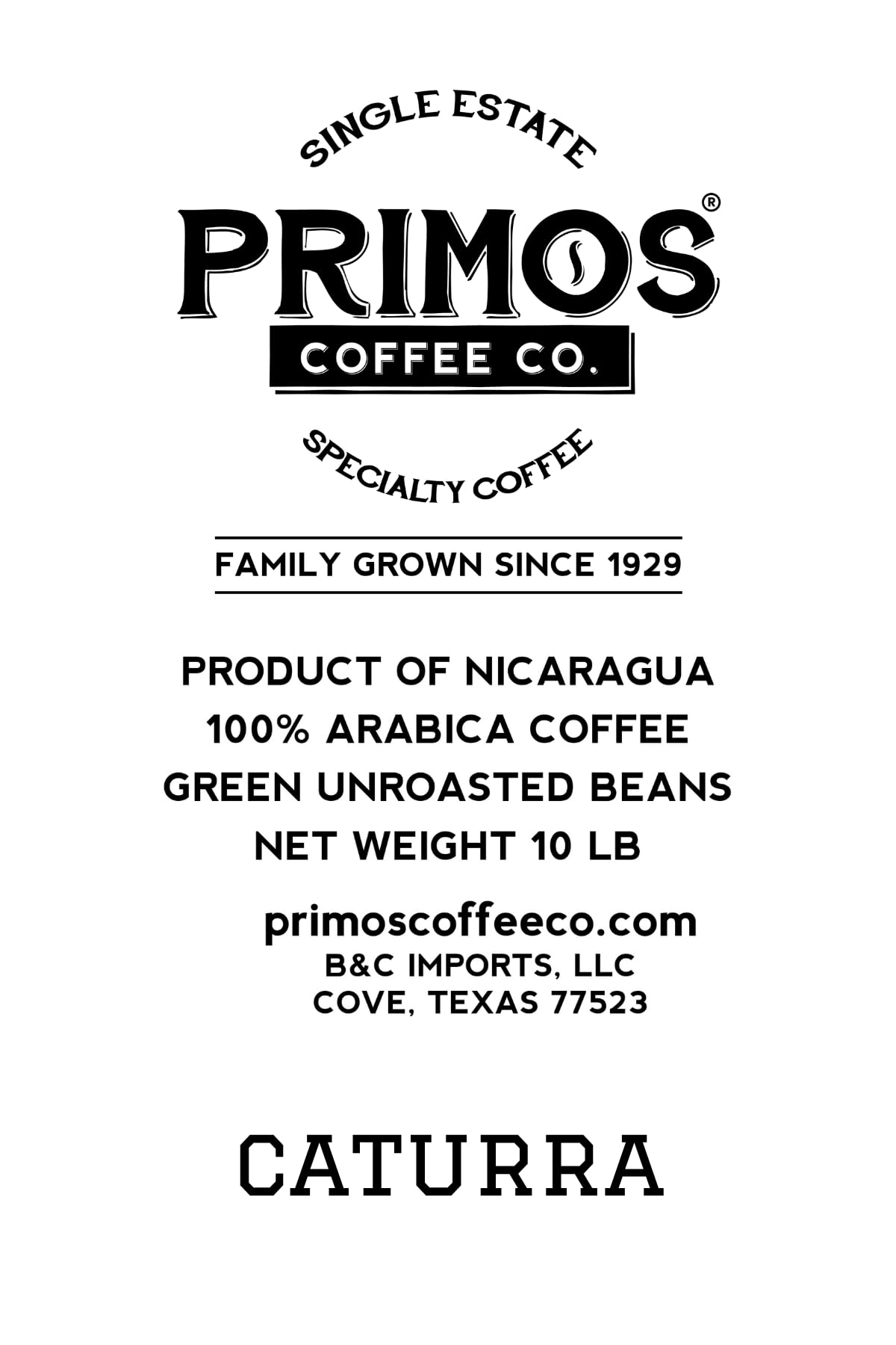 Primos Coffee Co. shade-grown micro-lot beans ready for careful roasting.