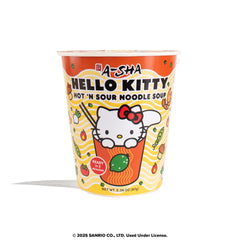 Noodles in hot sour broth from Hello Kitty ramen cup