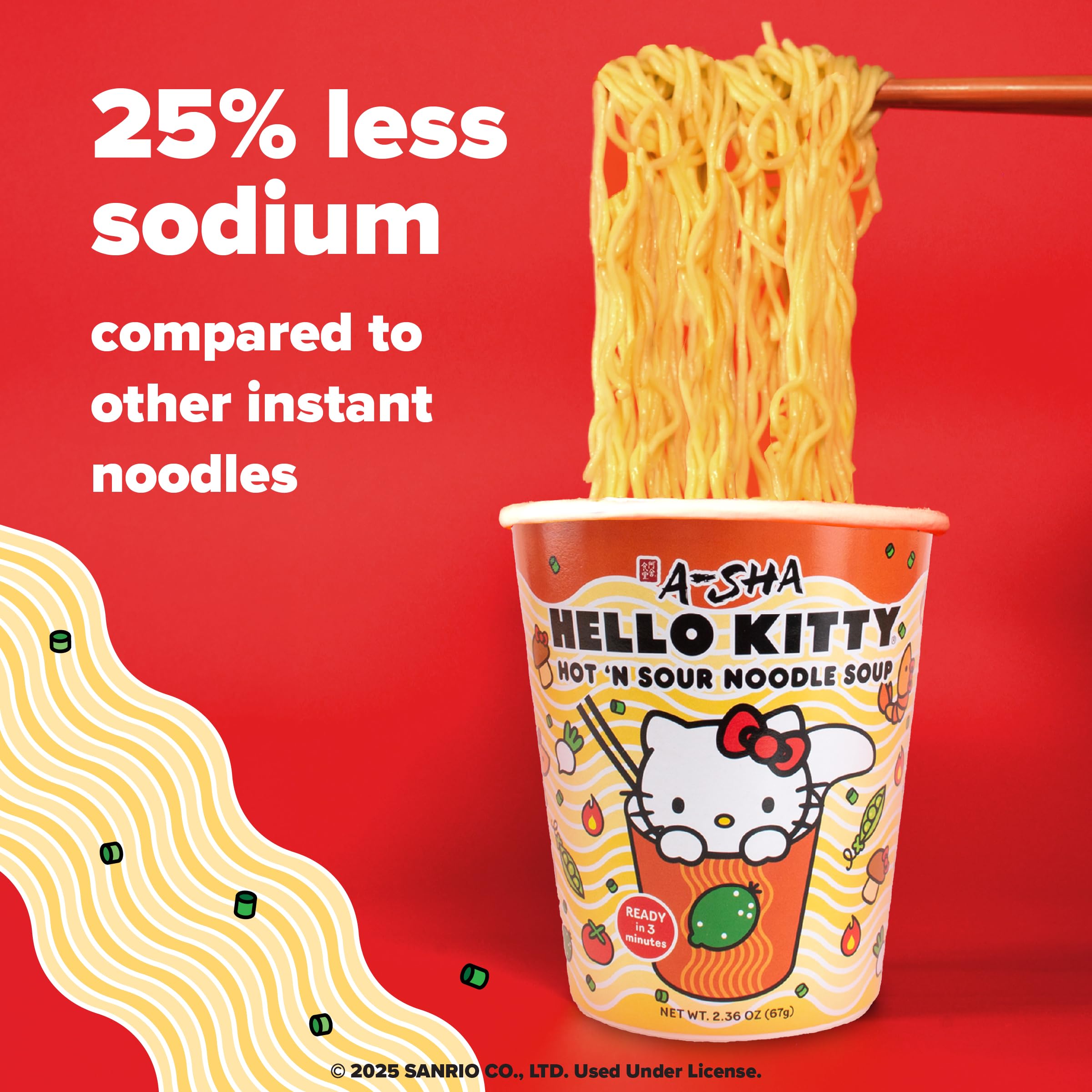 Hello Kitty ramen served in a bowl for a ready meal