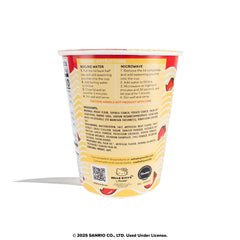 Hello Kitty ramen cup steaming, ready in minutes.