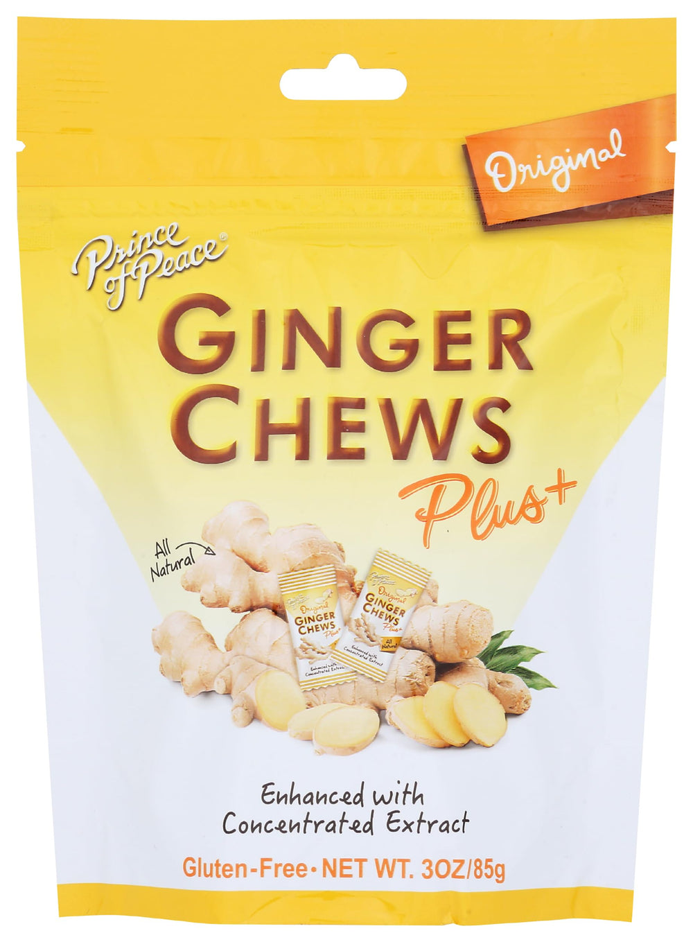 Prince Of Peace Original ginger chew close-up showing chewy texture and bold flavor