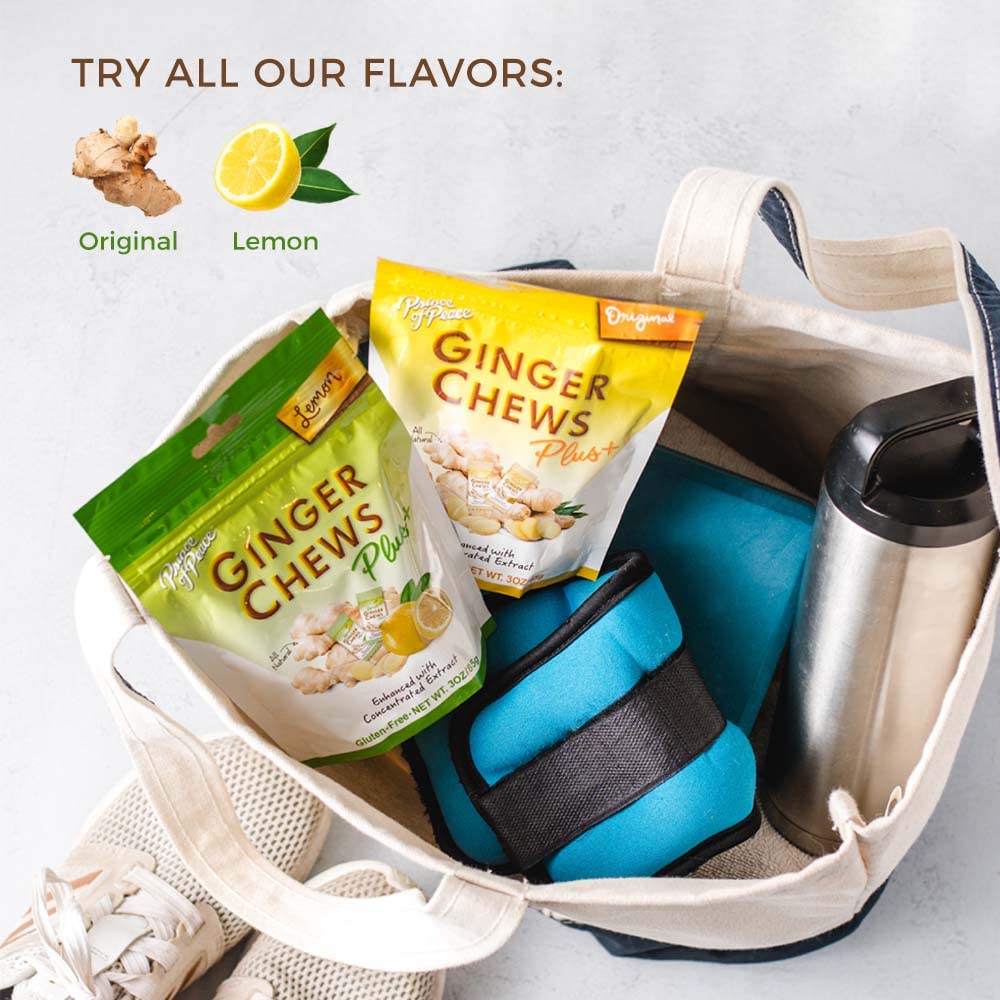 Prince Of Peace Ginger Chew Plus Lemon ginger closeup highlighting natural, spicy aroma