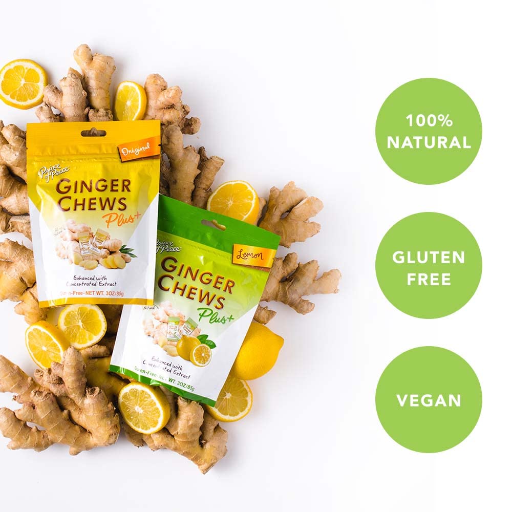 Prince Of Peace Ginger Chew Plus Lemon ingredients with real ginger and lemon notes