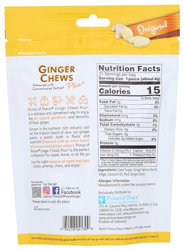 Prince Of Peace Ginger Chew Plus pack-side reveals packaging and gluten-free claim