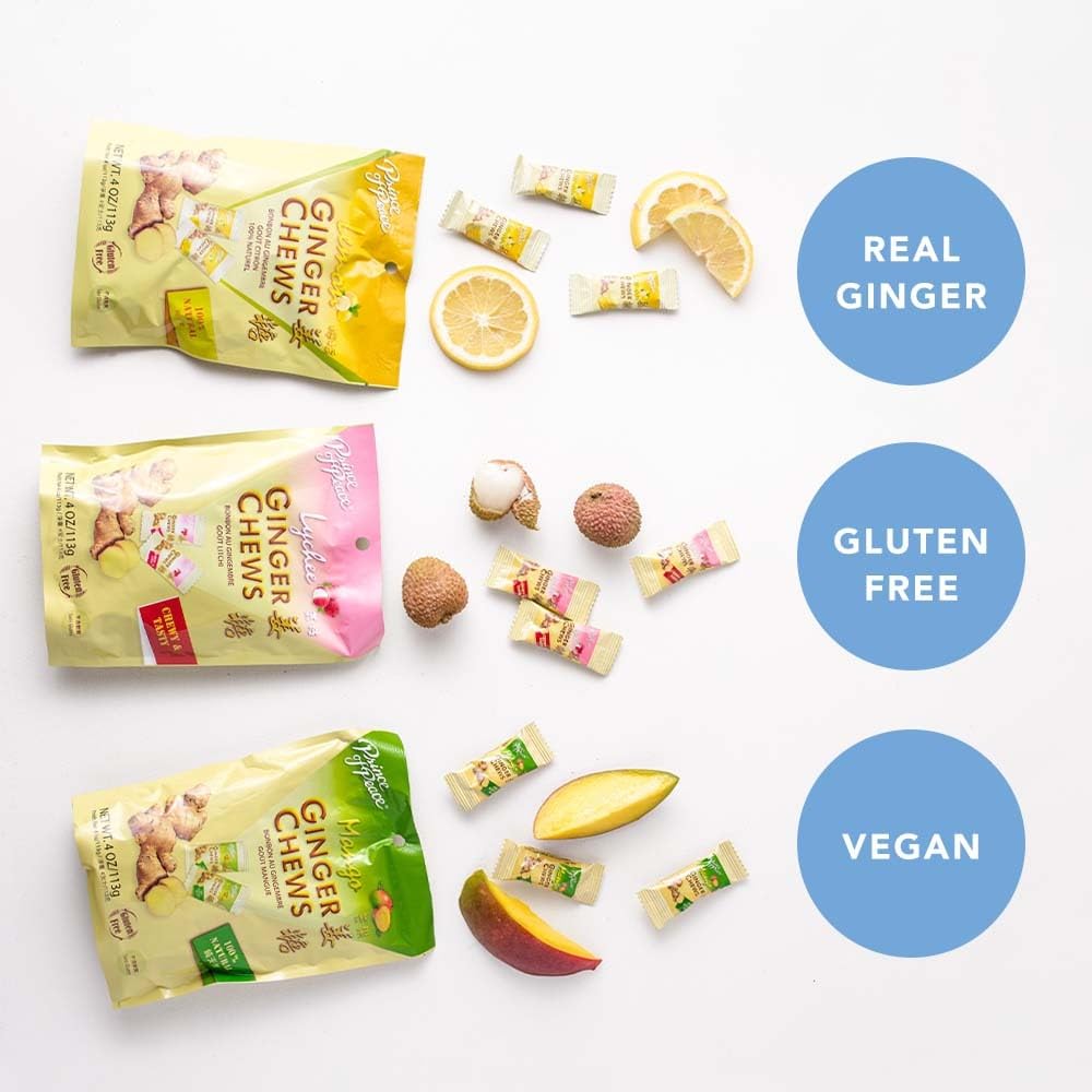 Prince Of Peace Ginger Chews blood orange flavor with bright citrus notes