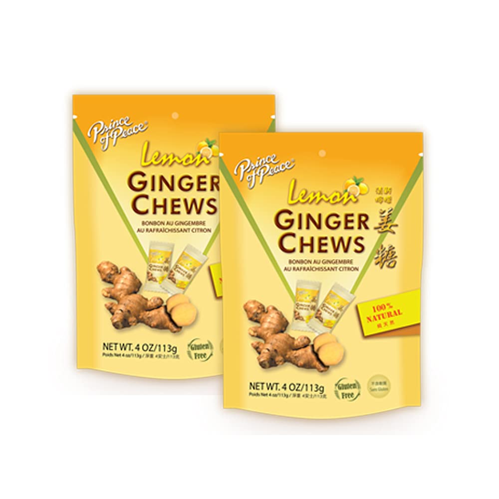 Prince Of Peace Ginger Chews with Lemon in 2-pack for on-the-go snacking.