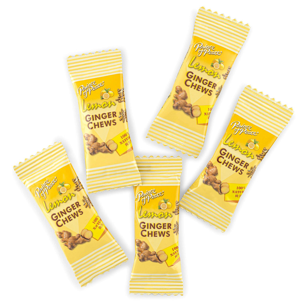 Prince of Peace Ginger Chews with Lemon portion pack highlights easy sharing and measured snacking