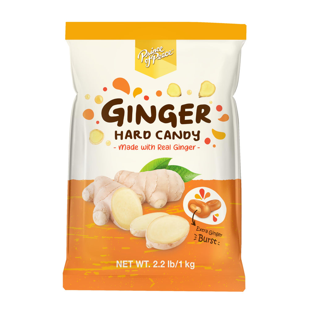 Prince Of Peace ginger hard candy 1kg bag, perfect for a quick spicy bite and refreshing break