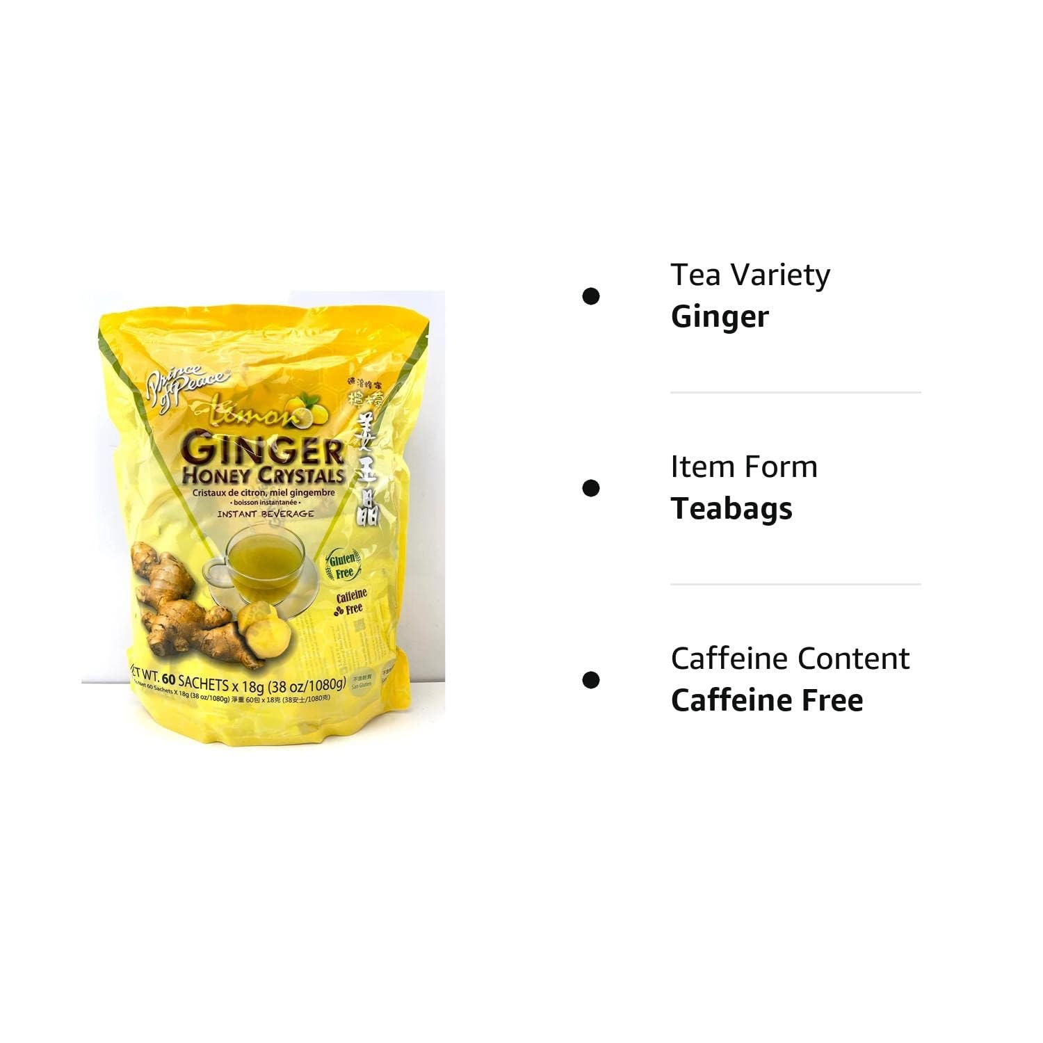 Prince Of Peace ginger honey box with 60 sachets for daily use.