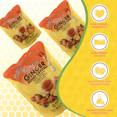 Prince of Peace Ginger Honey Crystals with Turmeric hot and iced brew, caffeine-free option for any moment.