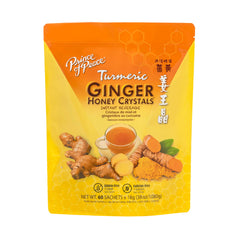 Prince of Peace ginger honey crystals turmeric sachets ready to brew a fragrant tea-like drink.