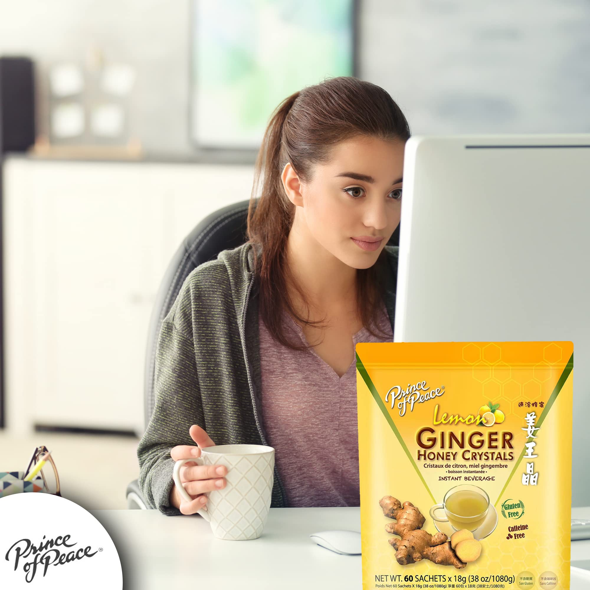 Prince Of Peace ginger honey sachets with lemon twist aroma.