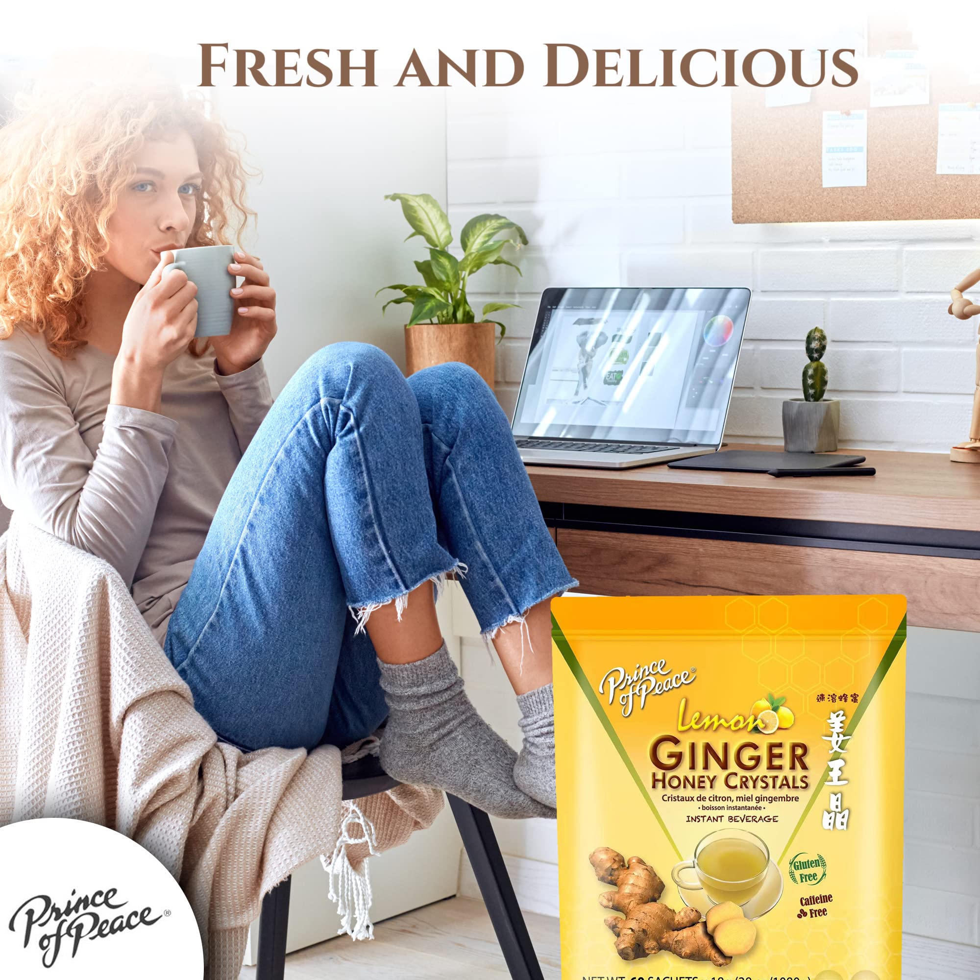 Prince Of Peace ginger honey sachets caffeine-free option for evening enjoyment.