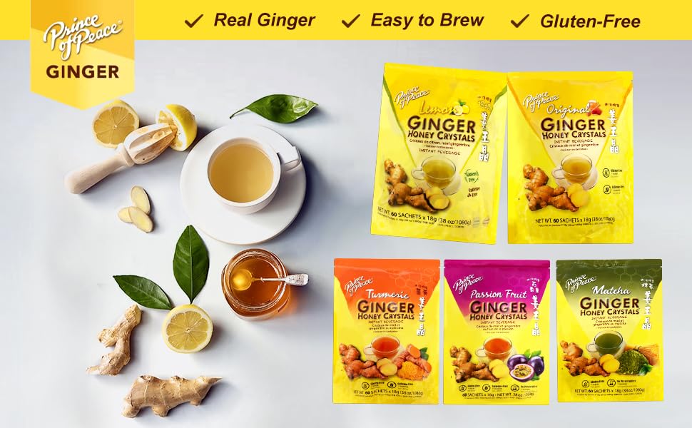 Prince Of Peace ginger honey sachets dissolve quickly for easy preparation.