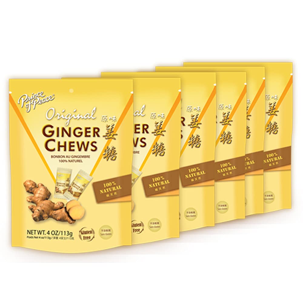 Prince of Peace ginger chews closeup, natural candy with real ginger for warming comfort.